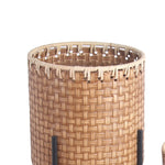 Benzara BM216863 Metal Planters with Engraved Weave Details, Set of 2, Black and Brown
