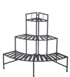 Benzara BM216877 Slatted Design Adjustable 3 Tier Metal Plant Stand, Gray