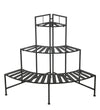 Benzara BM216878 Slatted Design Adjustable 3 Tier Metal Plant Stand, Black