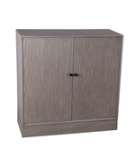 Benzara BM216883 2 Door Wooden Cabinet with Vertical Streamline Pattern, Taupe Gray