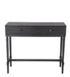 Benzara BM216885 2 Drawer Wooden Console Table with Turned Legs, Dark Gray