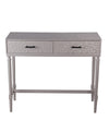 Benzara BM216889 2 Drawer Wooden Console with Embossed Leaf Texture, Light Gray