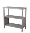 Benzara BM216893 3 Tier Wooden Accent Stand with Texture Side Panels, Light Gray