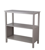 Benzara BM216893 3 Tier Wooden Accent Stand with Texture Side Panels, Light Gray
