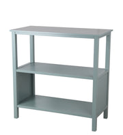 Benzara BM216894 3 Tier Wooden Accent Stand with Texture Side Panels, Sage Blue