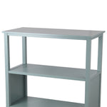 Benzara BM216894 3 Tier Wooden Accent Stand with Texture Side Panels, Sage Blue