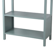 Benzara BM216894 3 Tier Wooden Accent Stand with Texture Side Panels, Sage Blue