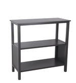 Benzara BM216895 3 Tier Wooden Accent Stand with Texture Side Panels, Dark Gray