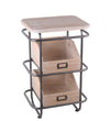 Benzara BM216900 Tubular Metal Frame Accent Table with 2 Storage Boxes, Brown and Gray