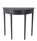 Benzara BM216904 1 Drawer Half Moon Console Table with Round Legs, Black