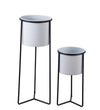 Benzara BM216911 Industrial Metal Round Planter with Tri Base, Set of 2, White and Black