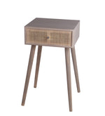 Benzara BM216914 1 Drawer Accent Stand with Mesh Pattern and Splayed Legs, Gray