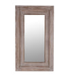 Benzara BM216915 Rectangular Wooden Frame Wall Mirror with Weathered Details, Brown