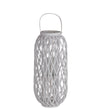 Benzara BM216922 Bellied Shaped Bamboo Lantern with Open Lattice Design, Medium, White