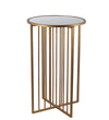 Benzara BM216924 Round Top Metal Accent Table with Slatted X Shape Base, Gold and Silver