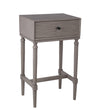 Benzara BM216926 1 Drawer Wooden Accent Stand with Tapered Turned Legs, Light Gray