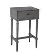 Benzara BM216927 1 Drawer Wooden Accent Stand with Tapered Turned Legs, Gray