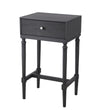 Benzara BM216928 1 Drawer Wooden Accent Stand with Tapered Turned Legs, Dark Gray