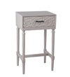 Benzara BM216930 1 Drawer Accent Stand with Bar Handle and Turned Legs, Antique White