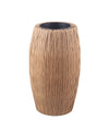 Benzara BM216931 Drum Shaped Metal Planter with Fabric Wrapped Frame, Brown