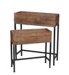 Benzara BM216935 Rectangular Wooden Planter with Metal Tubular Legs, Set of 2, Brown