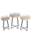 Benzara BM216936 Round Top Metal Accent Table with Tubular X Shape Base, Set of 3, Brown