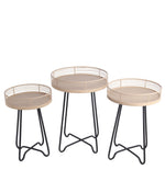 Benzara BM216936 Round Top Metal Accent Table with Tubular X Shape Base, Set of 3, Brown