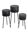 Benzara BM216942 Round Metal Planter with Lattice Design and Tubular Tripod Base, Black