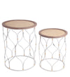 Benzara BM216946 Metal Accent Table with Round Top and Open Lattice Frame, Set of 2, White
