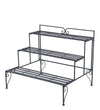 Benzara BM216947 Step Design Metal Planter with Slatted Top and Scroll Motifs, Gray