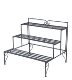 Benzara BM216947 Step Design Metal Planter with Slatted Top and Scroll Motifs, Gray