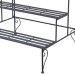 Benzara BM216947 Step Design Metal Planter with Slatted Top and Scroll Motifs, Gray