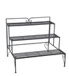 Benzara BM216948 Step Design Metal Planter with Slatted Top and Scroll Motifs, Black
