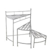 Benzara BM216991 Adjustable 3 Tier Metal Plant Stand with Triangular Top, Washed White