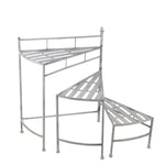 Benzara BM216991 Adjustable 3 Tier Metal Plant Stand with Triangular Top, Washed White