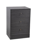 Benzara BM216995 3 Drawer Wooden Accent stand with Engraved Streamline Texture, Gray