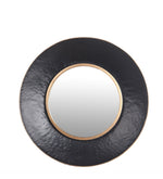 Benzara BM216998 Dual Encased Metal Frame Round Wall Mirror, Medium, Black and Gold