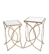 Benzara BM217000 Geometric Metal Base Accent Table with Square Mirror Top, Set of 2, Gold