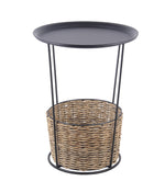 Benzara BM217002 Metal Accent Table with Storage Compartment, Large, Black and Brown