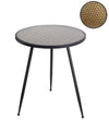 Benzara BM217009 Honeycomb Glass Top Accent Table with Tubular Legs, Black and Gold