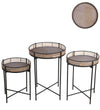 Benzara BM217010 Rail Top Metal Accent Table with Tubular Legs, Set of 3, Black and Brown