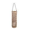 Benzara BM217014 Cylindrical Bamboo Lantern with Lattice Design and Rope Handle, Medium, Brown