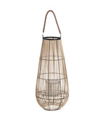 Benzara BM217016 Cage Design Bamboo Lantern with Rope Hanger, Medium, Brown