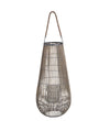 Benzara BM217017 Cage Design Bamboo Lantern with Rope Hanger, Medium, Gray