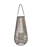 Benzara BM217017 Cage Design Bamboo Lantern with Rope Hanger, Medium, Gray