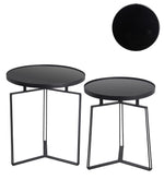 Benzara BM217020 Metal Accent Table with Round Top and Y shaped Tripod Base, Set of 2, Black