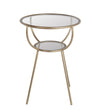 Benzara BM217022 Metal Accent Table with Glass Top and Open Glass Shelf, Gold