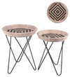 Benzara BM217023 Accent Table with Woven Tray Top and Hairpin Legs,Set of 2, Black and Brown
