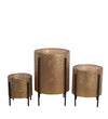 Benzara BM217026 Metal Planters with Floral Hexagon Cut Out Design, Set of 3, Gold and Black