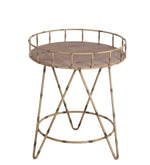 Benzara BM217031 Rail Top Accent Table with Bamboo Hairpin Legs, Brown